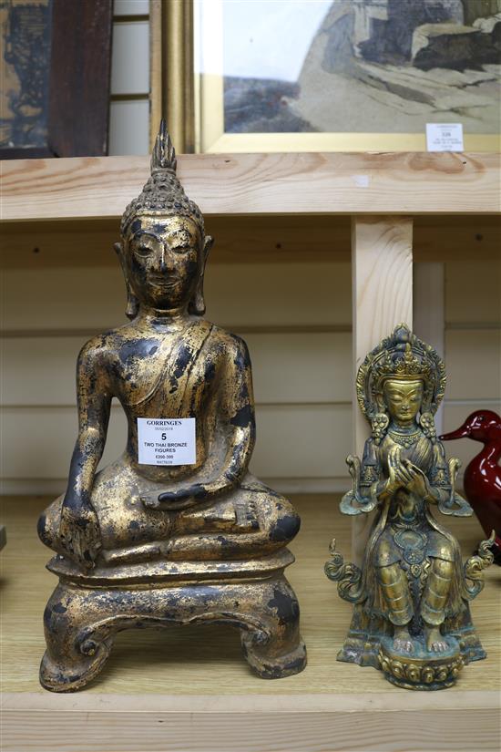 Two Thai bronze figures of Buddha